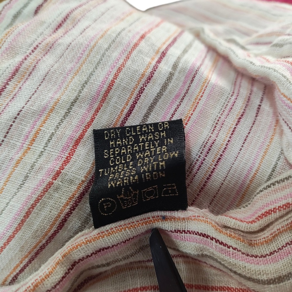 Bugatchi Uomo 100% Linen Button Up Mens Striped Shirt Travel Cruise Size Medium - Picture 9 of 10